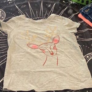 Cat & Jack top with Raindeer size 5T gray red gold